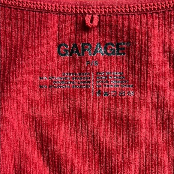 Garage, Red Ribbed Crop Tank Top - Picture 2 of 3